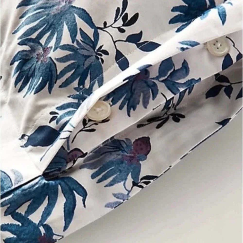 Ralph Lauren Adelaide Floral Sateen King‎ Sham 20x36in Blue And White